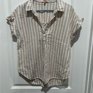 Per Se Short Sleeve Striped Shirt, Sz M